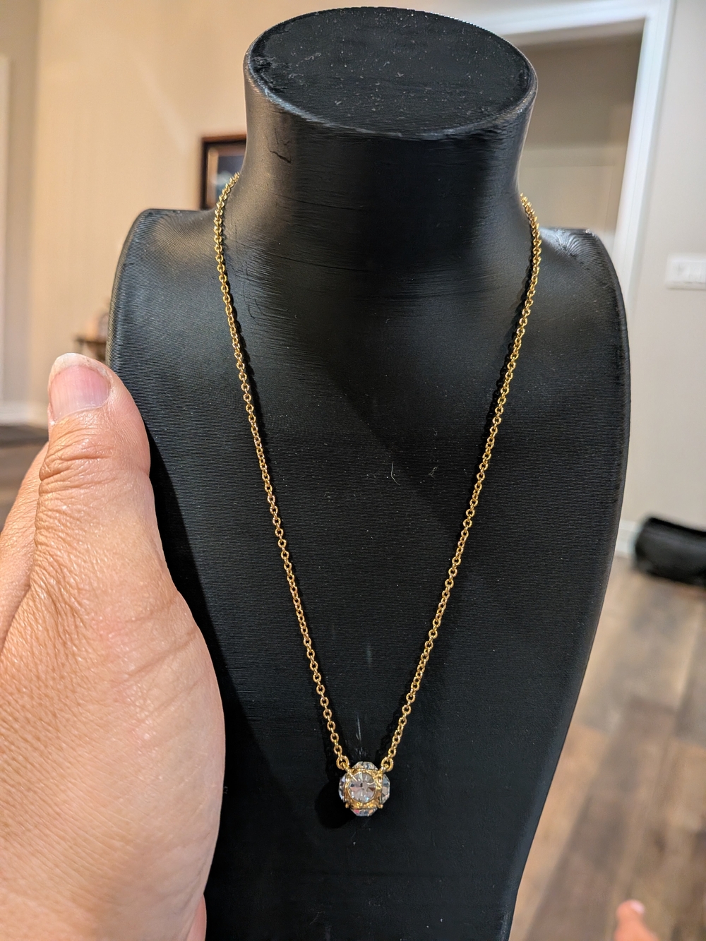 kate spade Gold-Tone Necklace with Clear Crystal Pendant